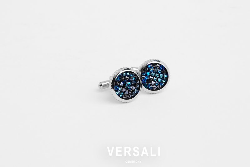 Gemelli rotondi Andrea Versali con cristalli blu